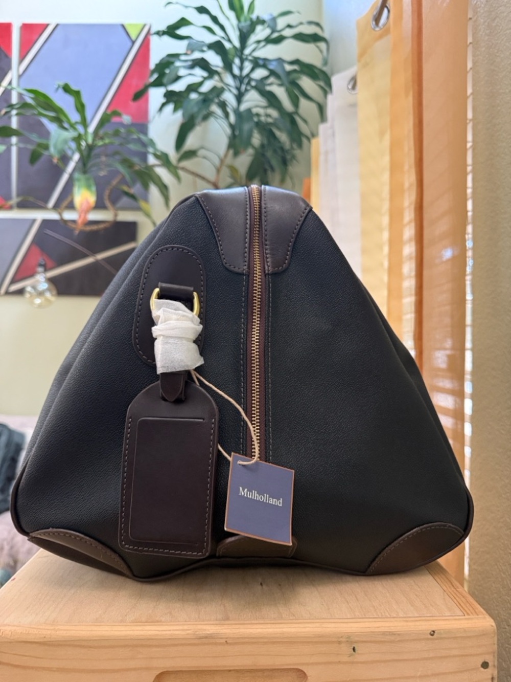 VINTAGE MULHOLLAND BROTHERS HANDMADE 100% LEATHER DUFFLE BAG. NWT - Picture 11 of 12